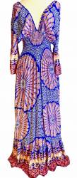 Blue and Pink Sleeved Maxi Dress SALE